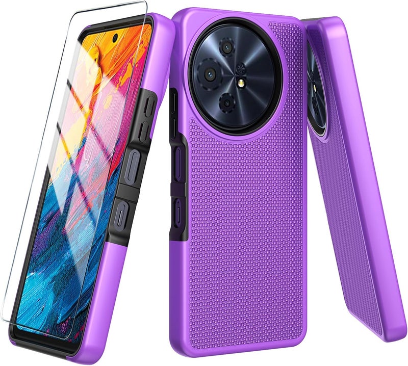 Mocotto for TCL 60 XE NXTPAPER 5G/TCL 50 XL 5G Case with Tempered Glass Screen Protector,Dual Layer Heavy Duty Shockproof Protection (Purple) - Image 1